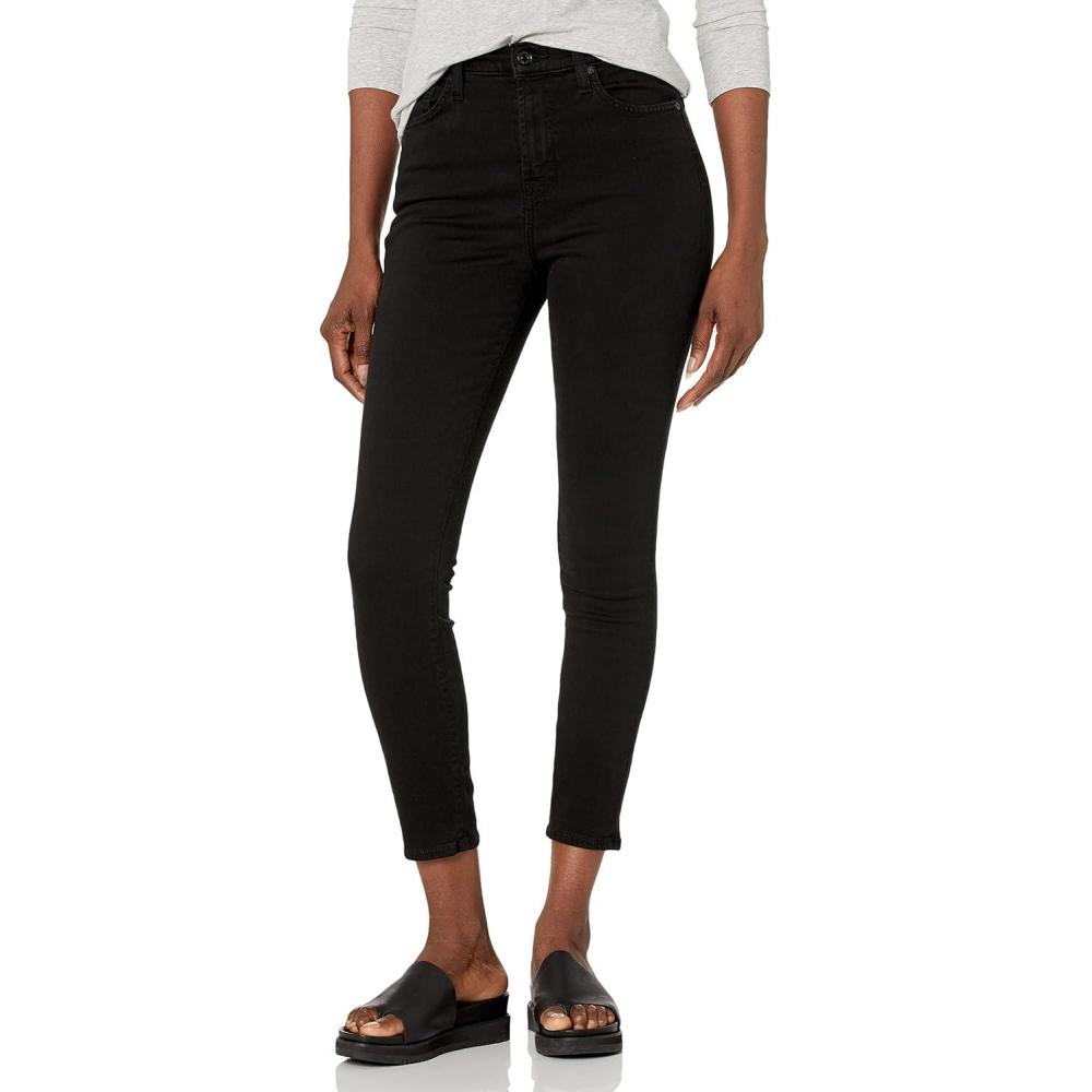 image7 For All Mankind Womens High Waist Ankle Gwen Squiggle JeansNightblack