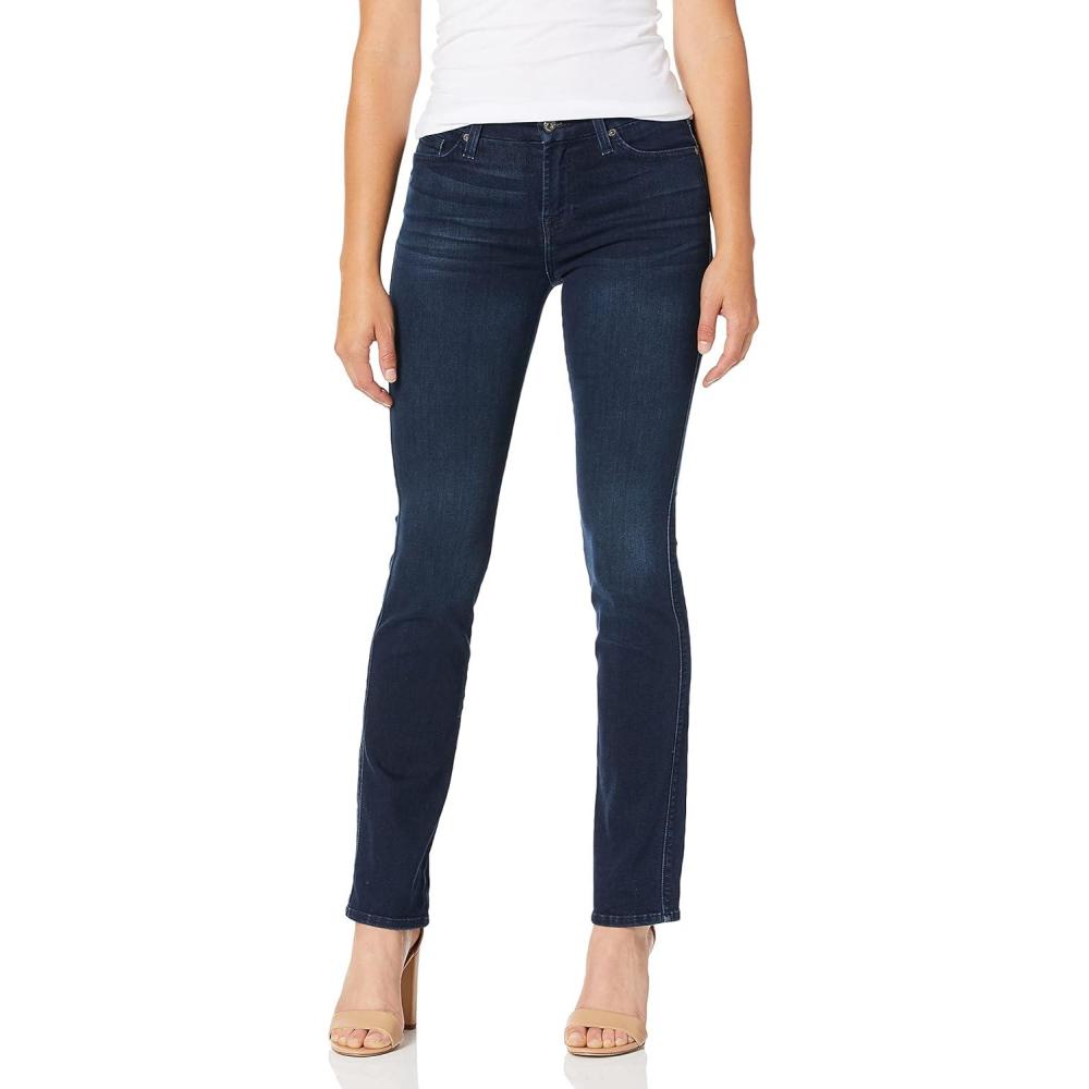 image7 For All Mankind Womens Straight Leg JeanBlueBlack Santorini