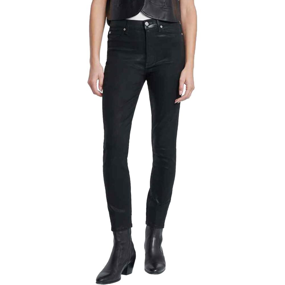 image7 for All Mankind Womens Ankle Skinny JeansCoated Black
