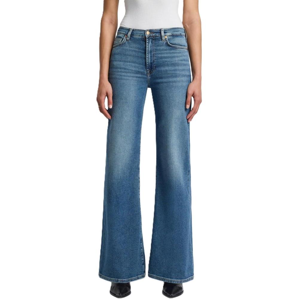 image7 for All Mankind Womens Luxe Vintage Ultra High Rise Jo Wide Leg JeansSea Level