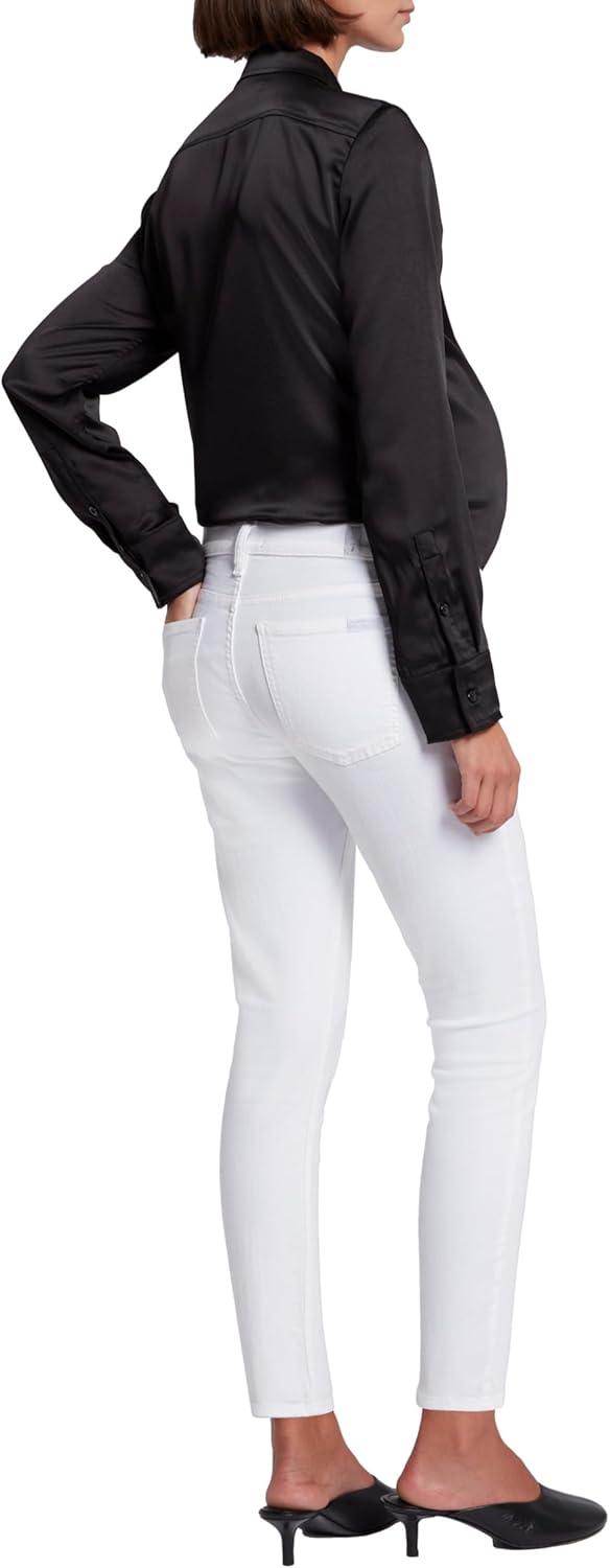 image7 For All Mankind Womens Maternity The Ankle Skinny Fit Jeans Clean White