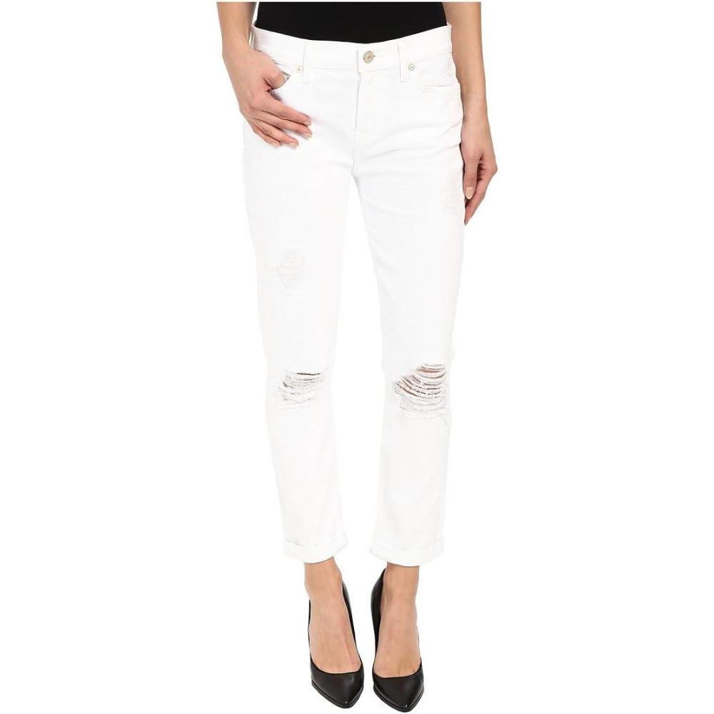 image7 For All Mankind Womens Destroyed Josefina Boyfriend Mid Rise JeansClean White