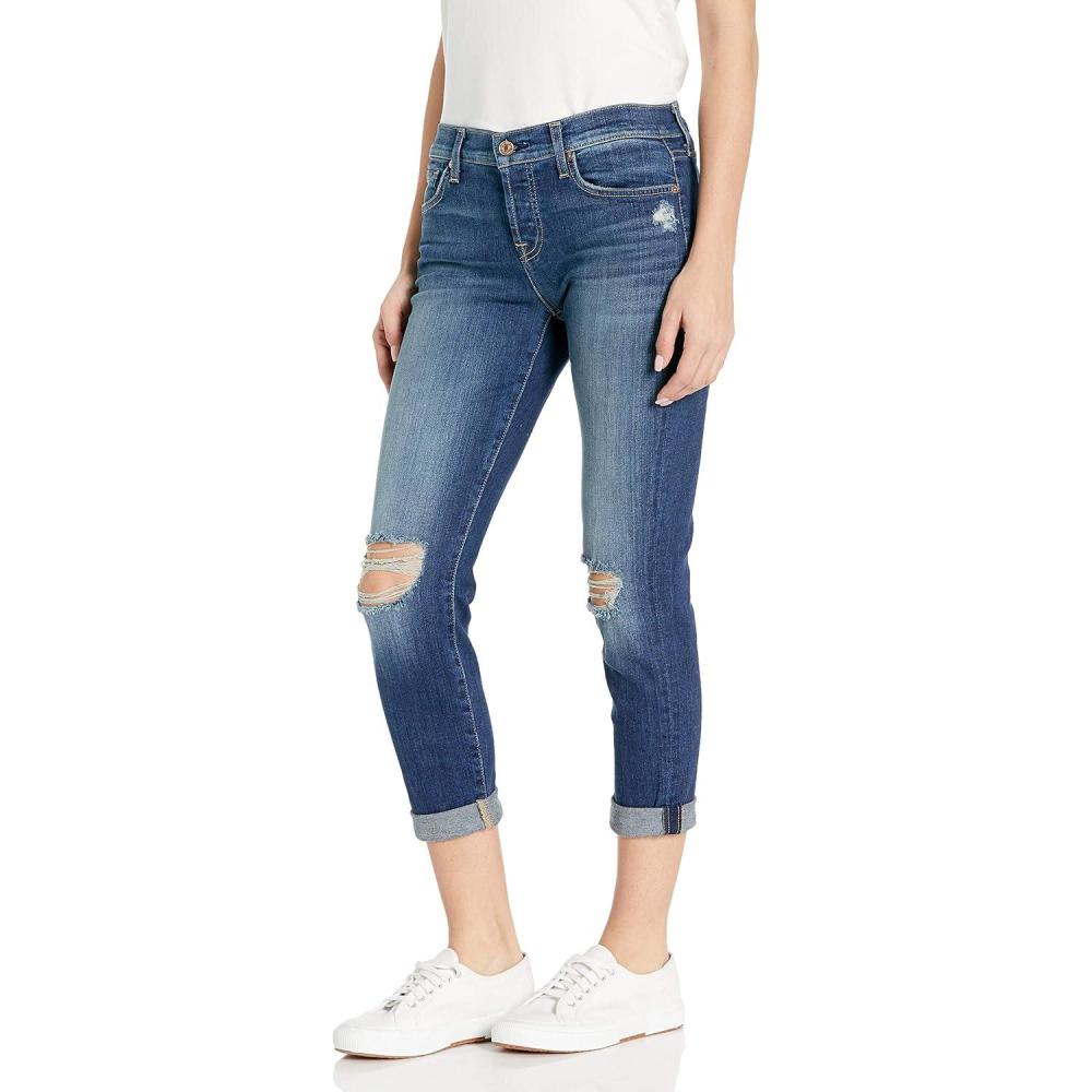 image7 For All Mankind Womens Destroyed Josefina Boyfriend Mid Rise JeansLiberty