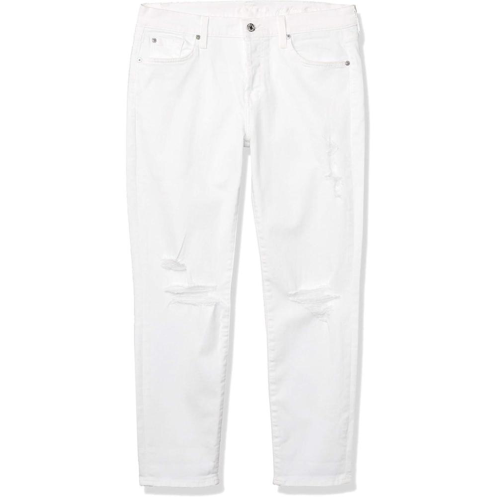image7 For All Mankind Womens Destroyed Josefina Boyfriend Mid Rise JeansWhite Timeless