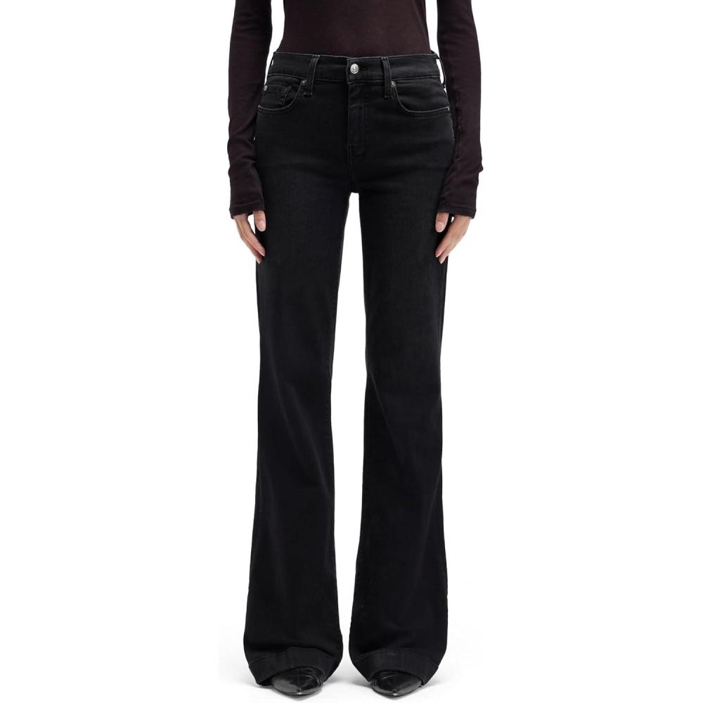 image7 For All Mankind Womens Dojo Tailorless MidRise Full Length Wide Leg JeansSalem