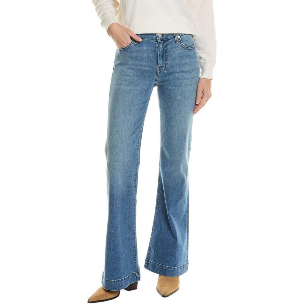 image7 for All Mankind Womens 7 for All Mankind Womens Tailorless Dojo Regular Fit Flared JeansSapphire Blue