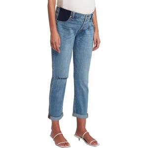 7 For All Mankind Women’s [Maternity] Josefina Broken Twill Boyfriend Jean with Distressed Knee(Blau)