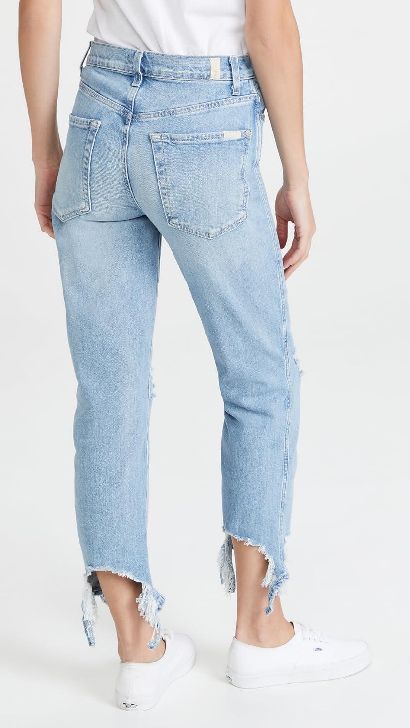 image:image7 for All Mankind Womens High Waist Cropped Straight JeansBlue Breeze