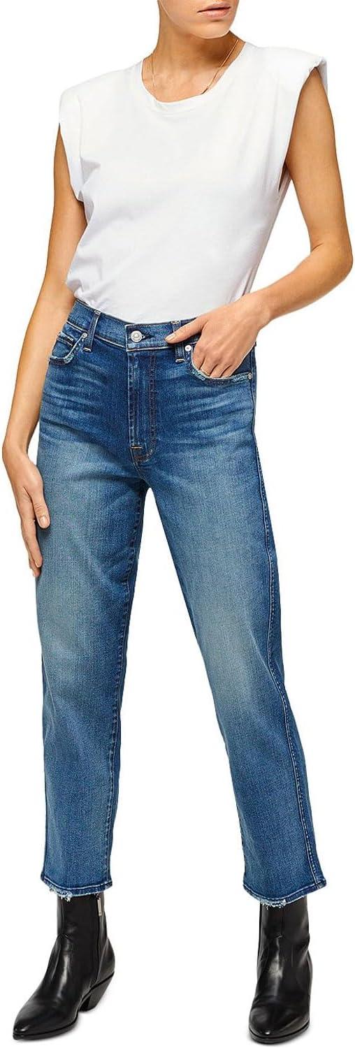 image:image7 for All Mankind Womens High Waist Cropped Straight JeansDistressed Authentic Light