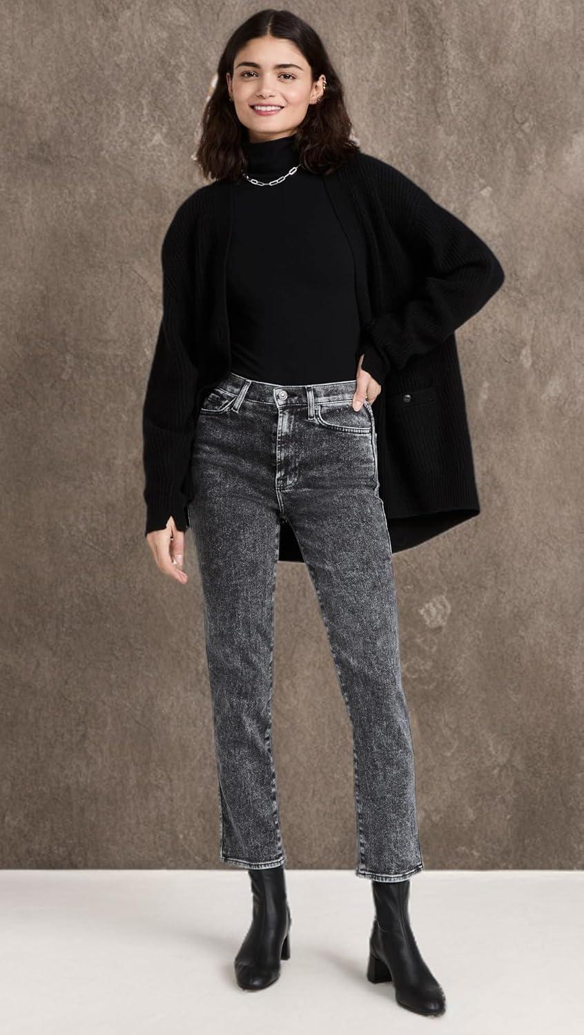 image:image7 for All Mankind Womens High Waist Cropped Straight JeansLuxe Vintage Felix Black