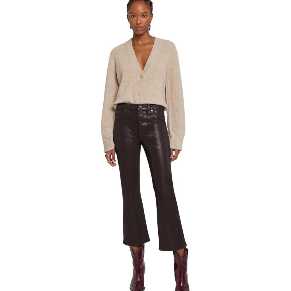 image:image7 for All Mankind Womens HighWaisted Slim Kick Flare PantsChocolate Coated