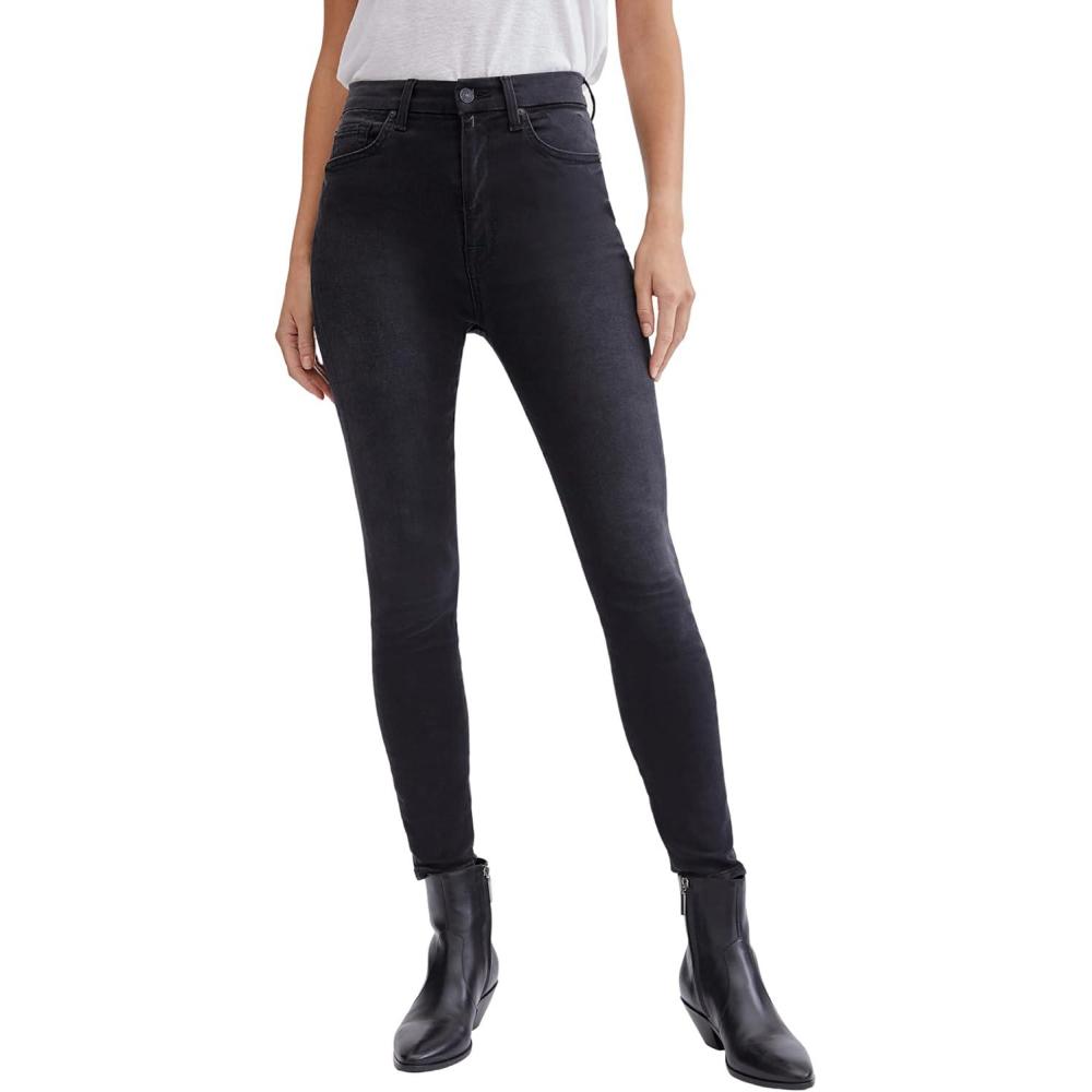 image:image7 For All Mankind Womens Standard Petite High Waist Skinny in EssexBlack Wash