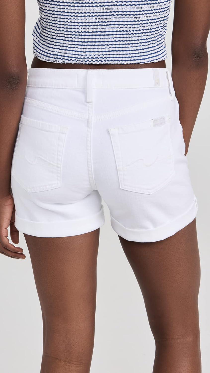 image:image7 For All Mankind Womens Broken Twill Mid Roll ShortsWhite