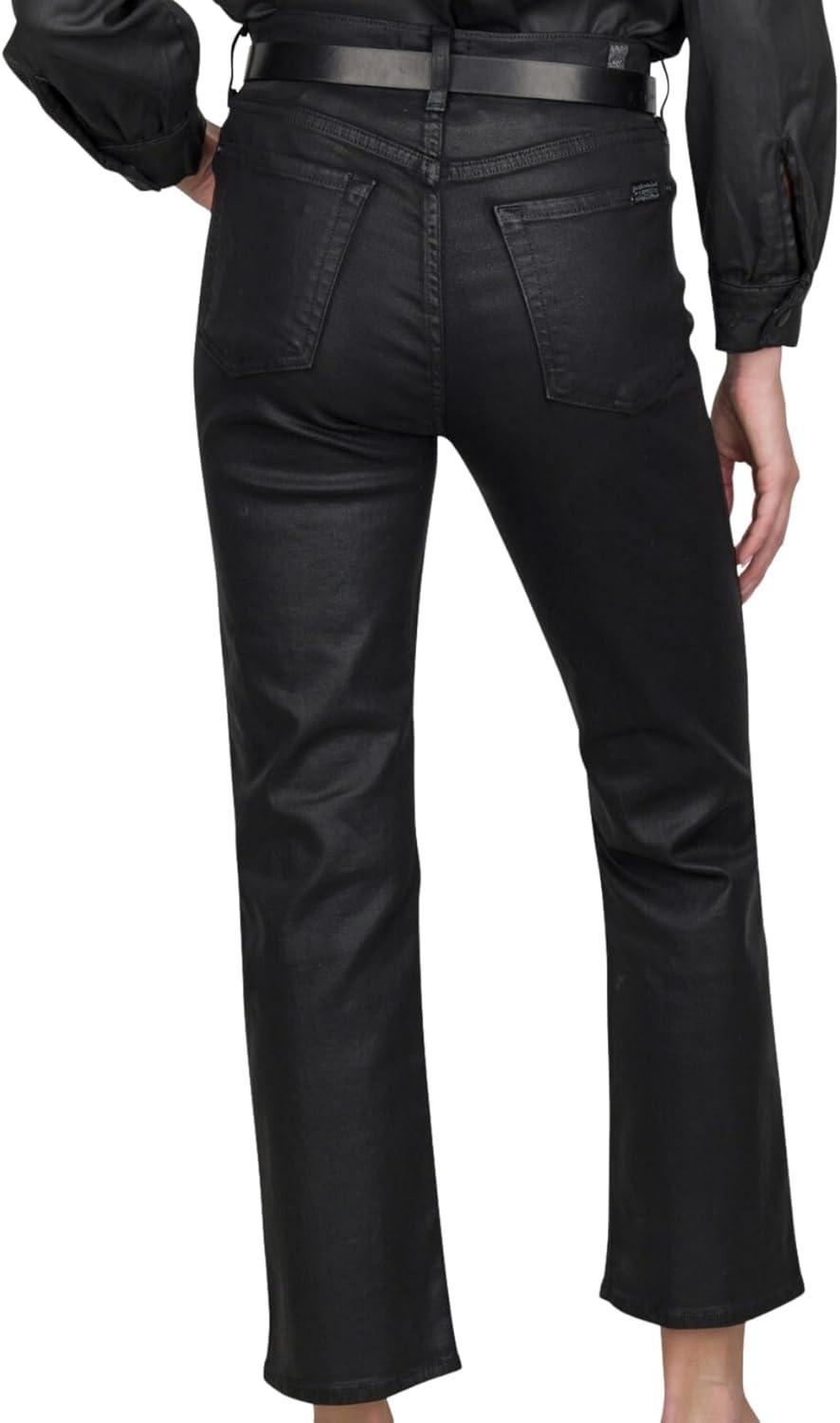 image:image7 for All Mankind Womens HighWaisted Slim Kick Flare PantsCoated Black