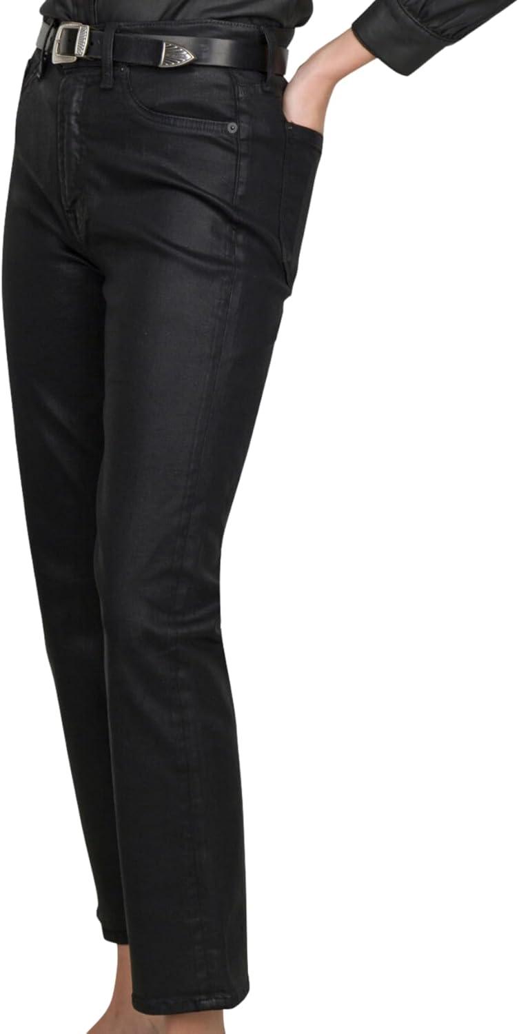 image:image7 for All Mankind Womens HighWaisted Slim Kick Flare PantsCoated Black