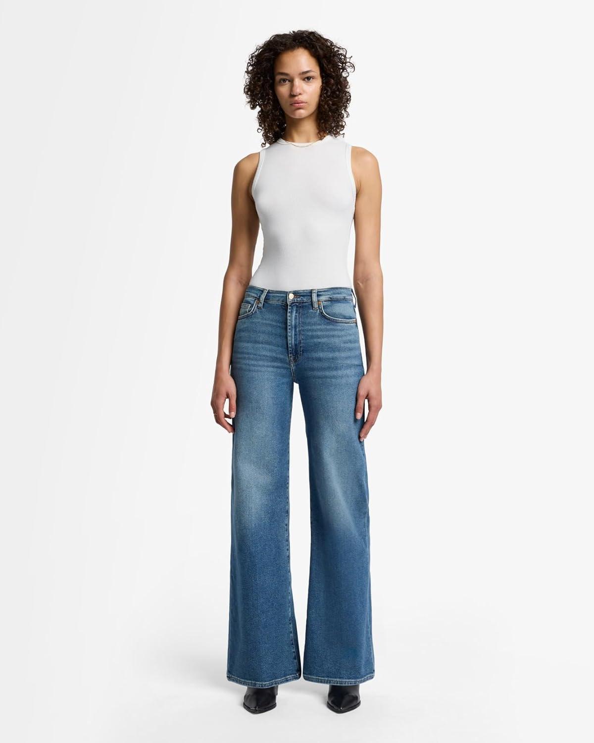 image:image7 for All Mankind Womens Luxe Vintage Ultra High Rise Jo Wide Leg JeansSea Level