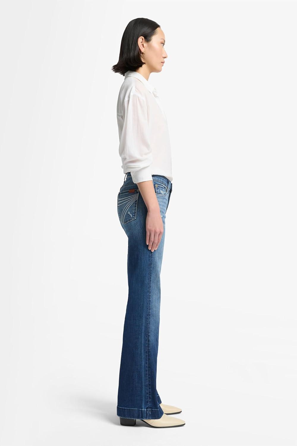 image:image7 for All Mankind Womens Slim Illusion Dojo Wide Leg Trouser Jeans 30Pond Blue