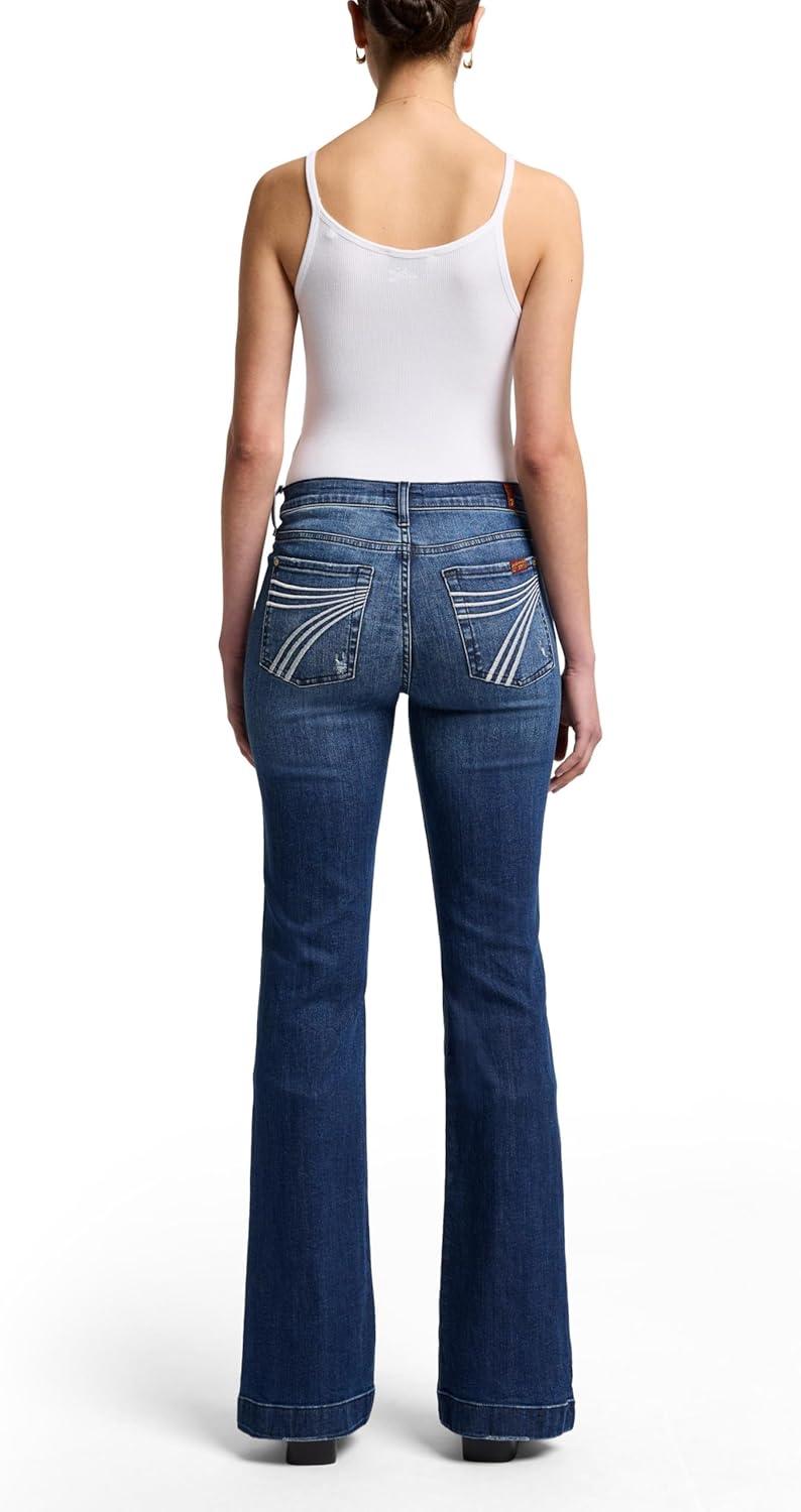 image:image7 for All Mankind Womens Flare Wide Leg Jean Stylish Stretch Denim JeanLake Blue