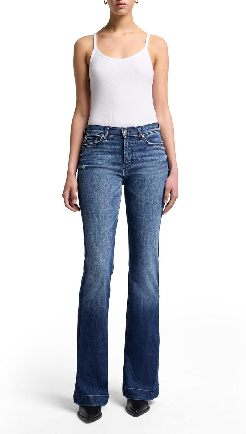 image:image7 for All Mankind Womens Flare Wide Leg Jean Stylish Stretch Denim JeanLake Blue