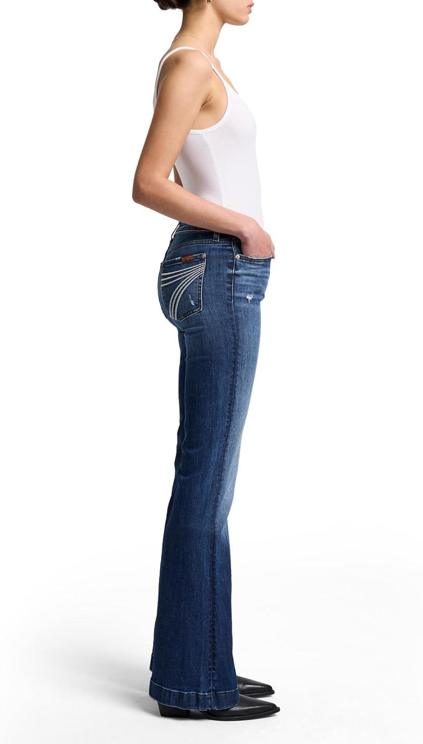 image:image7 for All Mankind Womens Flare Wide Leg Jean Stylish Stretch Denim JeanLake Blue