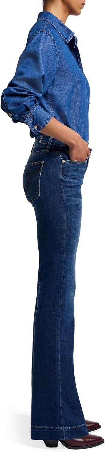 image:image7 for All Mankind Womens Flare Wide Leg Jean Stylish Stretch Denim JeanSantiago Canyon Midnight Rain