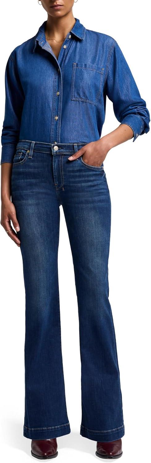 image:image7 for All Mankind Womens Flare Wide Leg Jean Stylish Stretch Denim JeanSantiago Canyon Midnight Rain
