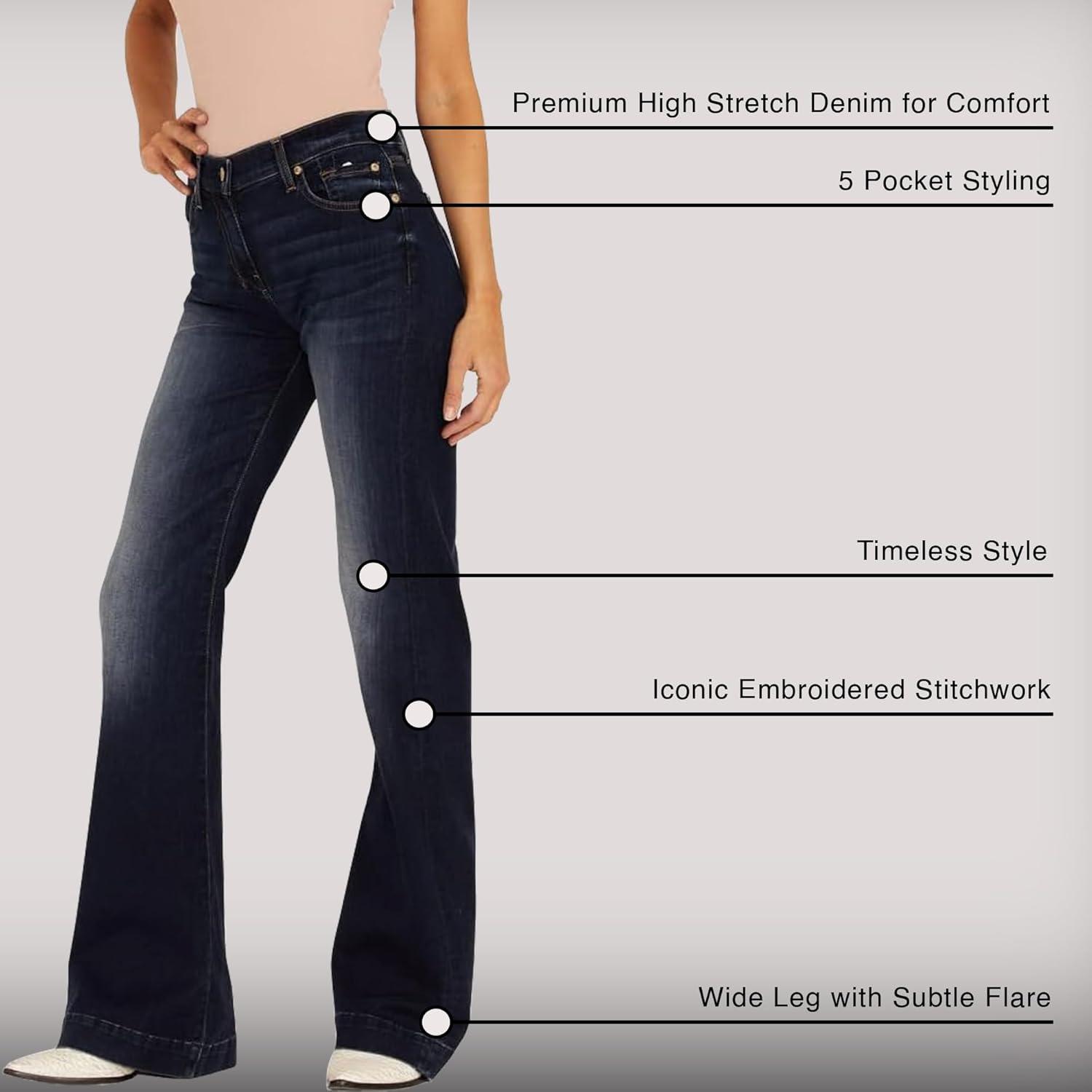 image:image7 for All Mankind Womens Flare Wide Leg Jean Stylish Stretch Denim JeanSantiago Canyon Midnight Rain