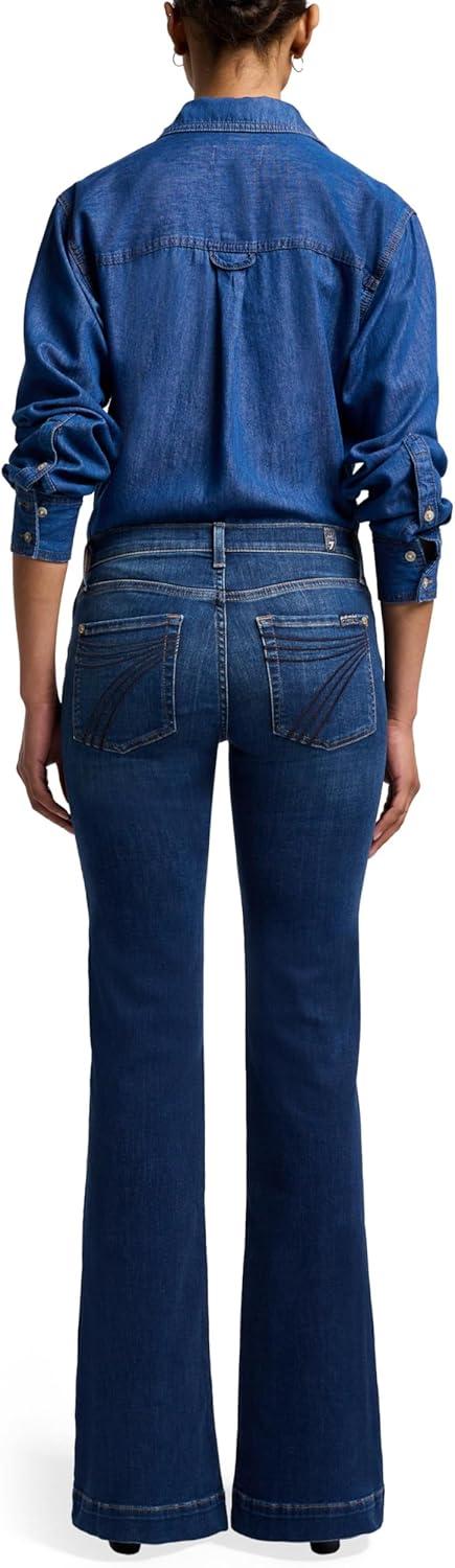 image:image7 for All Mankind Womens Flare Wide Leg Jean Stylish Stretch Denim JeanSantiago Canyon Midnight Rain