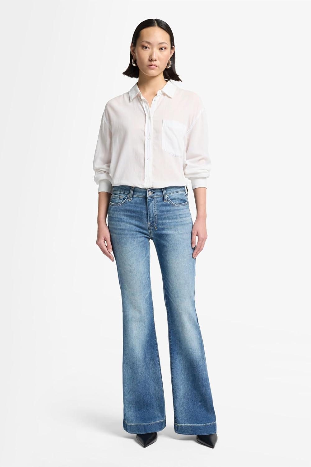 image:image7 for All Mankind Womens Luxe Vintage Dojo Wide Leg Trouser JeansDistressed Authentic Light